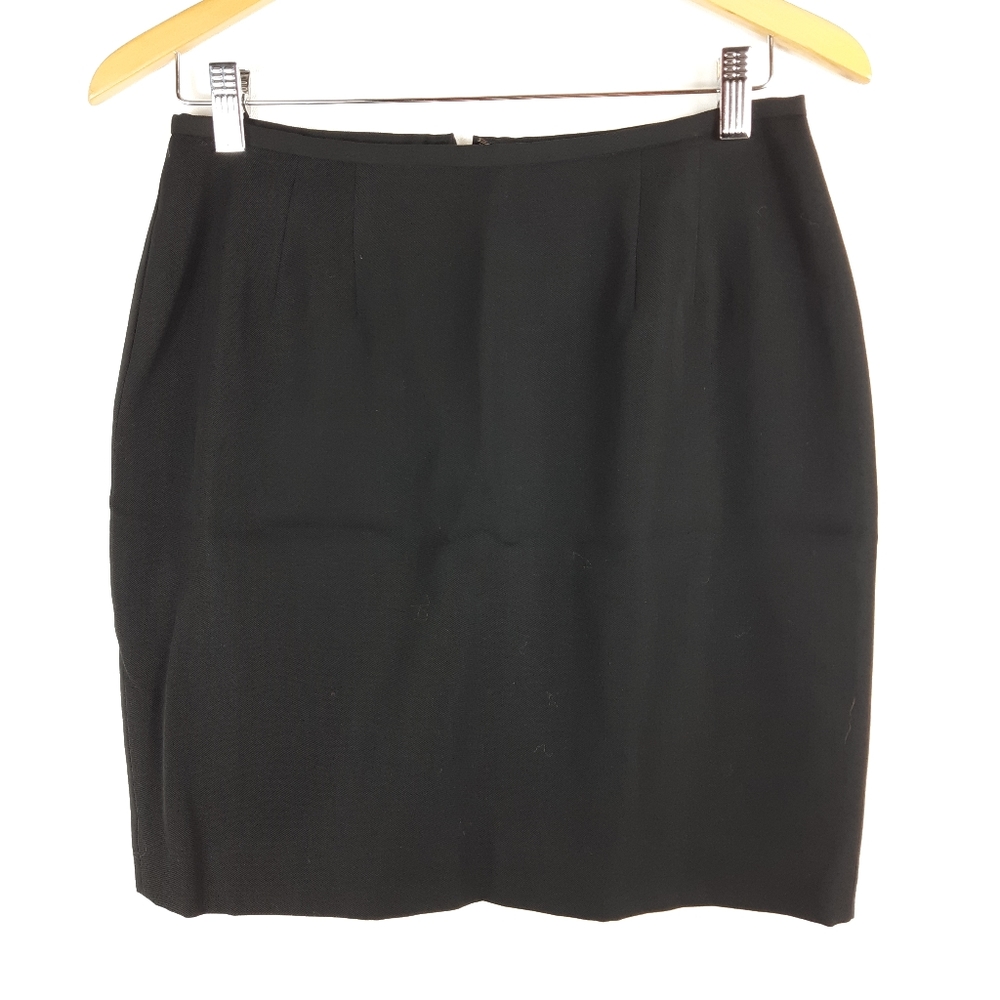 Jacqueline Ferrar Solid Black High Waisted Dark Academia Short Wool Skirt - Picture 6 of 11